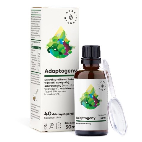Aura Herbals AURA HERBALS Adaptogeny - bakopa, wąkrotka, ashwaghanda, kadzidłowiec (50 ml)