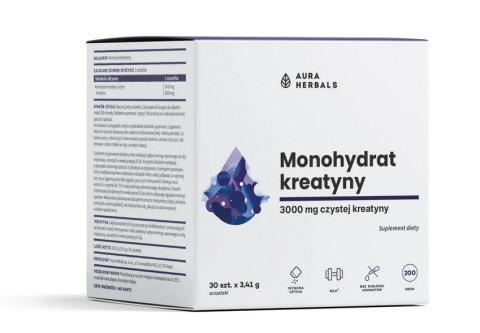 Aura Herbals AURA HERBALS Creatine Monohydrate - Kreatyna monohydrat (30 szt.)