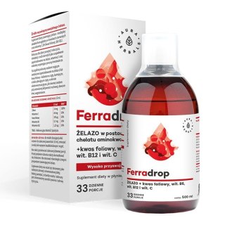 Aura Herbals AURA HERBALS Ferradrop - Żelazo + Kwas Foliowy w płynie (500 ml)