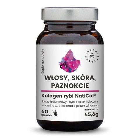 Aura Herbals AURA HERBALS Kolagen Rybi NatiCol 800 mg - Włosy, Skóra, Paznokcie (60 kaps.)