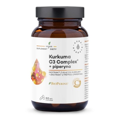Aura Herbals AURA HERBALS Kurkuma 500 mg C3 Complex® + piperyna (60 kaps.)