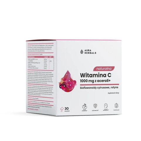 Aura Herbals AURA HERBALS Naturalna Witamina C 1000 mg z aceroli w saszetkach (30 szt.)
