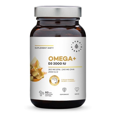 Aura Herbals AURA HERBALS Omega+ Witamina D3 2000 IU /cholekalcyferol/ 50 mcg (60 kaps.)
