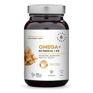 Aura Herbals AURA HERBALS Omega+ Witamina D3 2000 IU /cholekalcyferol/ 50 mcg + K2 MK-7 (60 kaps.)