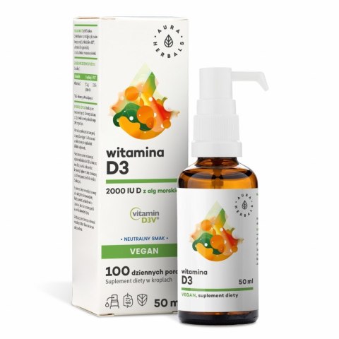 Aura Herbals AURA HERBALS Witamina D3 2000 IU Vegan (50 ml)