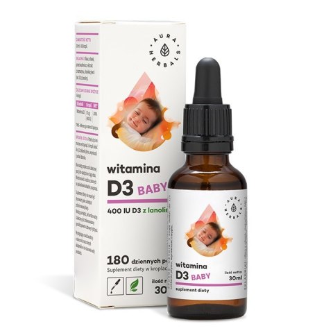 Aura Herbals AURA HERBALS Witamina D3 Baby 400 IU - w kroplach (30 ml)