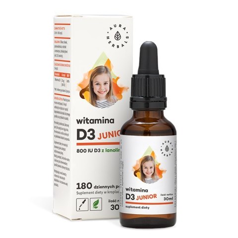 Aura Herbals AURA HERBALS Witamina D3 Junior 800 IU - w kroplach (30 ml)