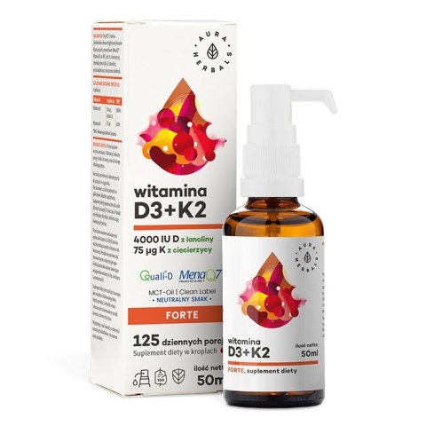 Aura Herbals AURA HERBALS Witamina D3 + K2mk7 w oleju MCT (50 ml)