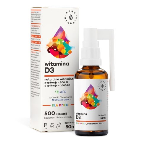 Aura Herbals AURA HERBALS Witamina D3 dla dzieci MCT aerozol (50 ml)