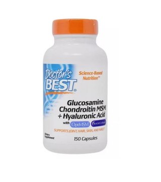Doctor's Best DOCTOR'S BEST Glukozamina, Chondroityna, MSM i Kwas Hialuronowy (150 kaps.)