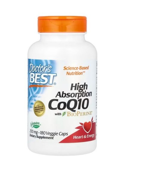 Doctor's Best DOCTOR'S BEST Koenzym Q10 200 mg i Piperyna BioPerine - Vegan (180 kaps.)