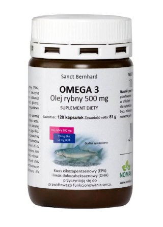 Krauterhaus Sanct Bernhard KRAUTERHAUS SANCT BERNHARD OMEGA 3 Olej rybny 500 mg (120 kaps.)