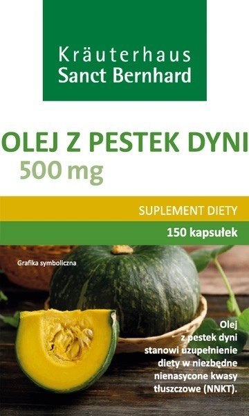 Krauterhaus Sanct Bernhard KRAUTERHAUS SANCT BERNHARD Olej z pestek dyni 500 mg (150 kaps.)