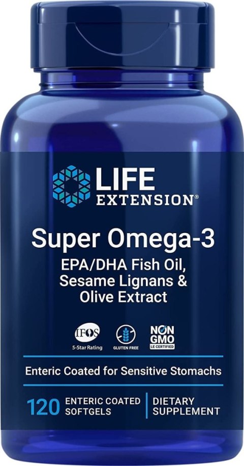Life Extension LIFE EXTENSION Super Omega-3 EPA/DHA z Lignanami Sezamowymi i Ekstraktem z Oliwek (120 kaps. dojelitowych)