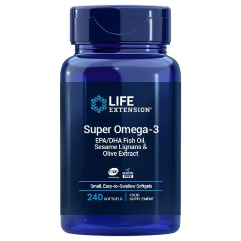 Life Extension LIFE EXTENSION Super Omega-3 EPA/DHA z Lignanami Sezamowymi i Ekstraktem z Oliwek EU (240 kaps.)