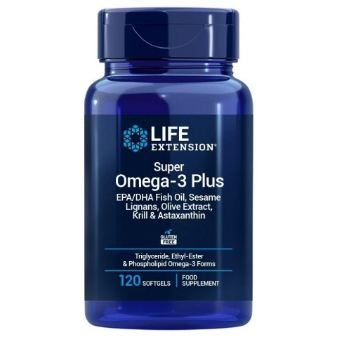 Life Extension LIFE EXTENSION Super Omega-3 Plus EPA/DHA z Lignanami Sezamowymi, Ekstraktem z Oliwek, Olejem z Kryla i Astaksantyną EU (120 ka