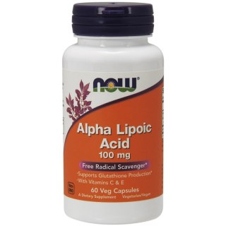 NOW Foods NOW FOODS ALA - Kwas Alfa Liponowy 100 mg + Kwas Askorbinowy + Witamina E (60 kaps.)