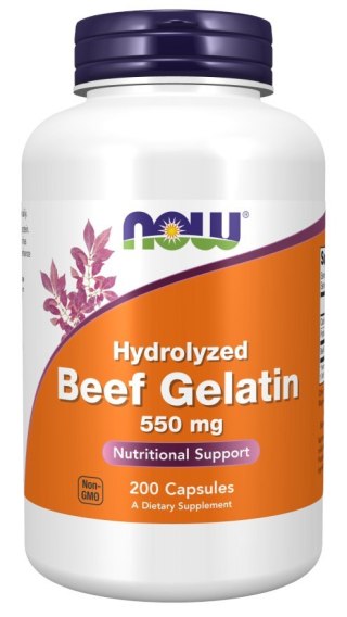 NOW Foods NOW FOODS Beef Gelatin - Żelatyna wołowa 550 mg (200 kaps.)