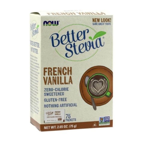 NOW Foods NOW FOODS Better Stevia French Vanilla - Stewia - Naturalny słodzik - Francuska Wanilia (75 saszetek)