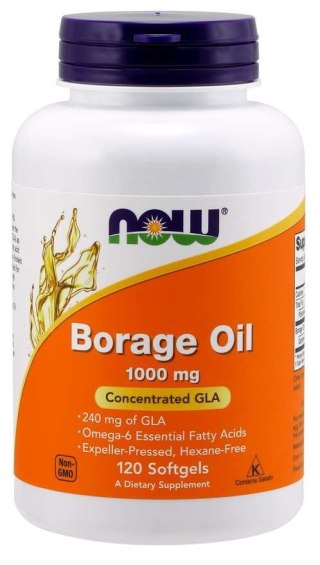 NOW Foods NOW FOODS Borage Oil GLA - Olej z Ogórecznika 1000 mg (120 kaps.)