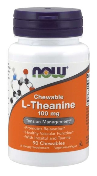 NOW Foods NOW FOODS Chewable L-Theanine 100 mg - L-Teanina 100 mg (90 tabl.)
