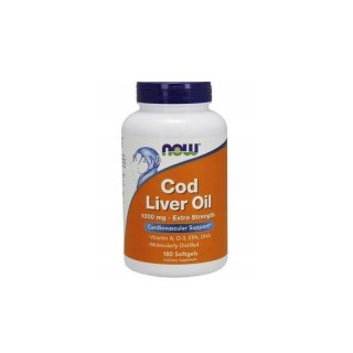 NOW Foods NOW FOODS Cod Liver Oil Extra Strength - Tran 1000 mg (180 kaps.)