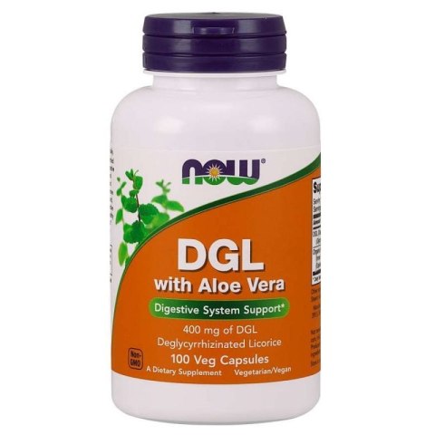 NOW Foods NOW FOODS DGL with Aloe Vera - Korzeń Lukrecji 400 mg + Aloe Vera (100 kaps.)