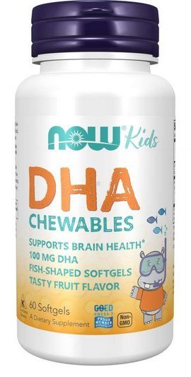 NOW Foods NOW FOODS DHA dla dzieci do żucia 100 mg (60 kaps.)