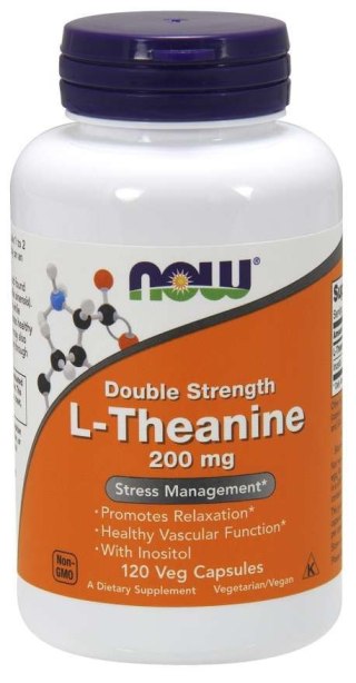NOW Foods NOW FOODS Double Strength L-Theanine 200 mg - L-Teanina 200 mg (120 kaps.)