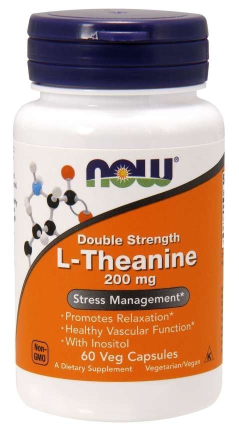 NOW Foods NOW FOODS Double Strength L-Theanine 200 mg - L-Teanina 200 mg (60 kaps.)
