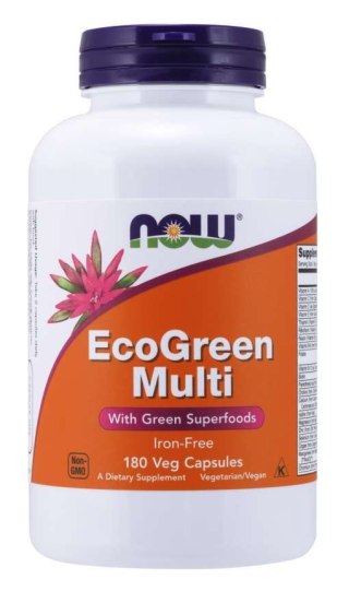 NOW Foods NOW FOODS EcoGreen Multi - Zestaw Witamin i Minerałów bez Żelaza (180 kaps.)