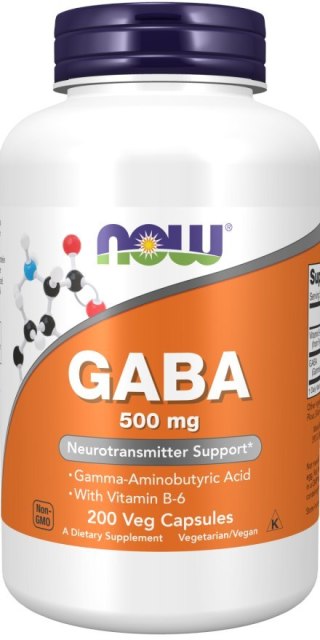 NOW Foods NOW FOODS GABA 500 mg z witaminą B6 (200 kaps.)