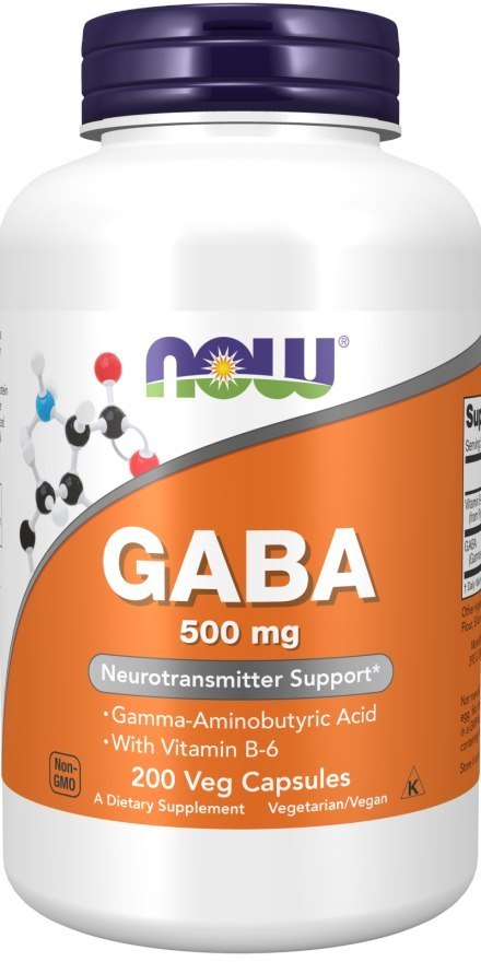 NOW Foods NOW FOODS GABA 500 mg z witaminą B6 (200 kaps.)