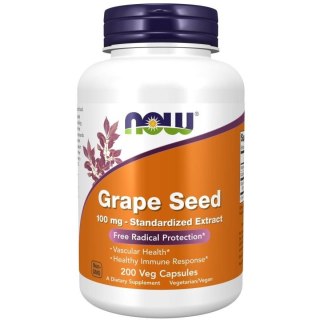 NOW Foods NOW FOODS Grape Seed - Wyciąg z nasion winogron 100 mg + Witamina C (200 kaps.)