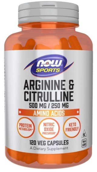 NOW Foods NOW FOODS L-Arginine 500 mg + L-Citrulline 250 mg (120 kaps.)