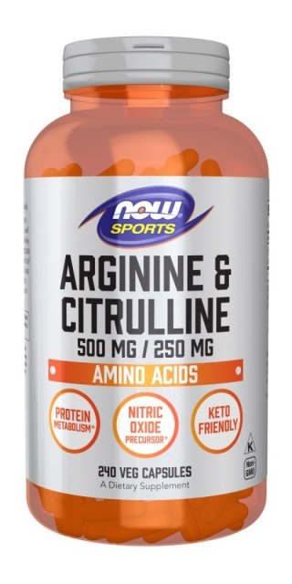 NOW Foods NOW FOODS L-Arginine 500 mg + L-Citrulline 250 mg (240 kaps.)