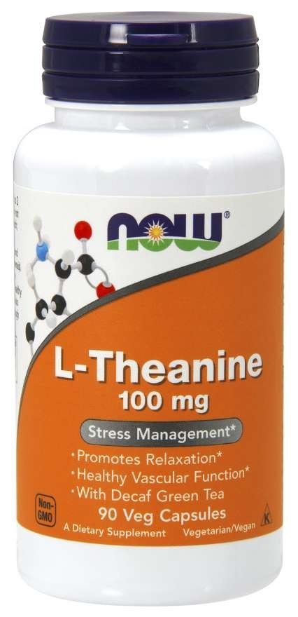 NOW Foods NOW FOODS L-Theanine 100 mg with Decaf Green Tea - L-Teanina i Zielona Herbata (90 kaps.)