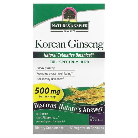 Nature's Answer NATURE'S ANSWER Korean Ginseng 500 mg - Żeń-szeń koreański (50 kaps.)