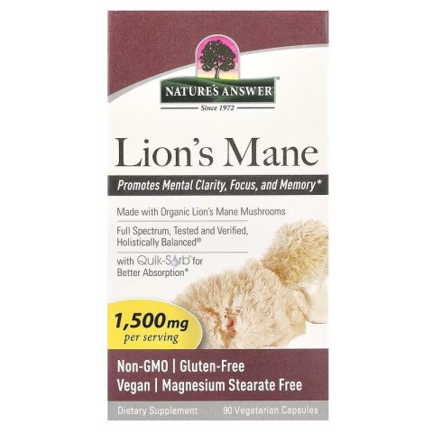 Nature's Answer NATURE'S ANSWER Lion's Mane 1500 mg - Soplówka jeżowata (90 kaps.)