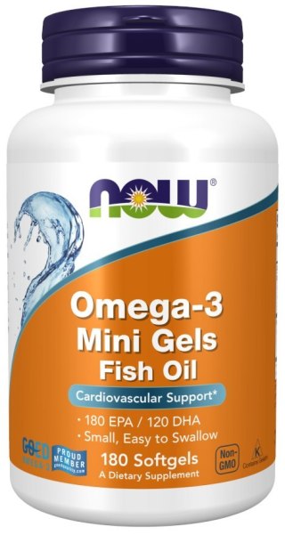 NOW Foods NOW FOODS Omega 3 Mini Gels - DHA 120 mg + EPA 180 mg (180 kaps.)