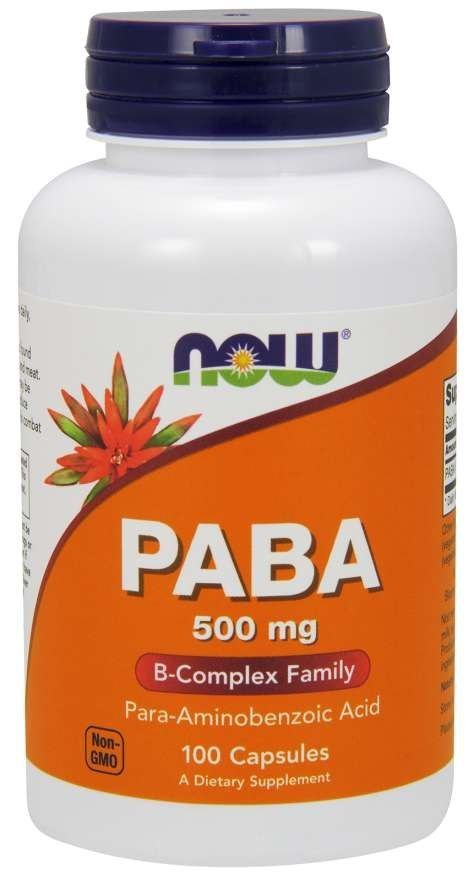 NOW Foods NOW FOODS PABA - Kwas Para-Aminobenzoesowy 500 mg (100 kaps.)
