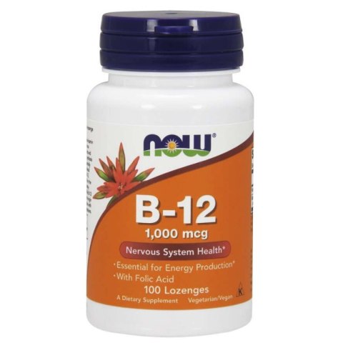 NOW Foods NOW FOODS Witamina B12 1000 mcg i Kwas Foliowy 100 mcg do ssania (100 tabl.)