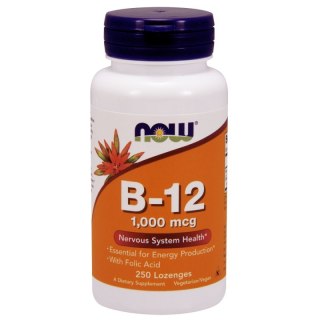 NOW Foods NOW FOODS Witamina B12 1000 mcg i Kwas Foliowy 100 mcg do ssania (250 tabl.)