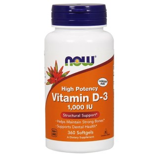 NOW Foods NOW FOODS Witamina D3 1000 IU (360 kaps.)