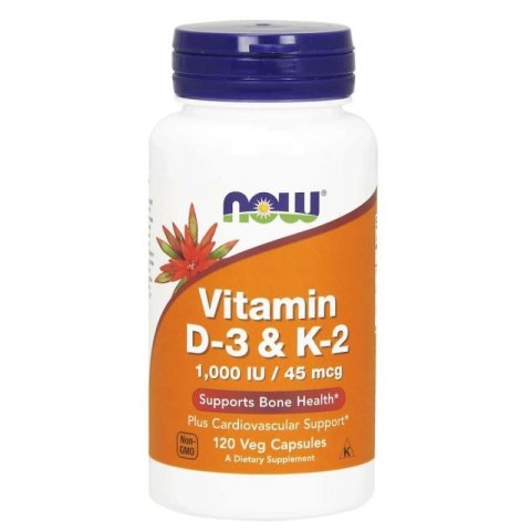 NOW Foods NOW FOODS Witamina D3 1000 IU + K2 MK4 45 mcg (120 kaps.)
