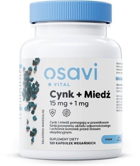 Osavi OSAVI Cynk 15 mg + Miedź 1 mg (120 kaps.)