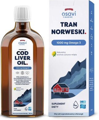 Osavi OSAVI Tran Norweski 1000 mg Omega 3 - smak cytryna-mięta (250 ml)