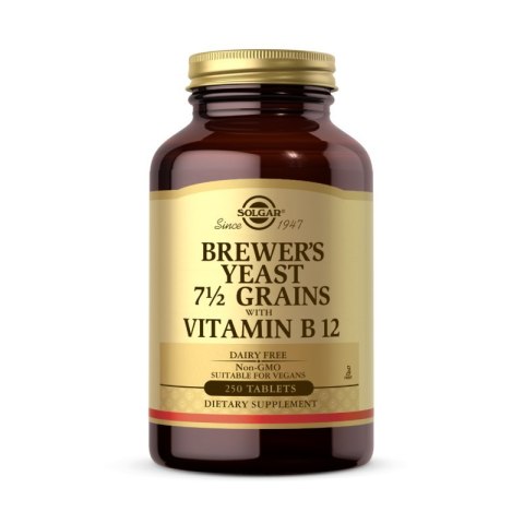 Solgar SOLGAR Brewer's Yeast 7 1/2 Grains with Vitamin B12 -Drożdże piwne z Witaminą B12 (250 tabl.)