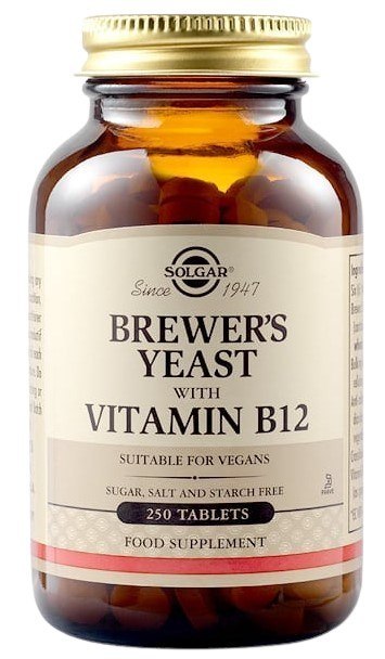 Solgar SOLGAR Brewer's Yeast 7 1/2 Grains with Vitamin B12 -Drożdże piwne z Witaminą B12 (250 tabl.)