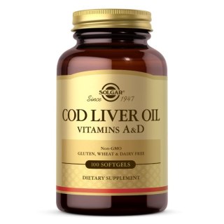 Solgar SOLGAR Cod Liver Oil - Vitamins A&D - Tran dorszowy - Suplement Witaminy A i D (100 kaps.)